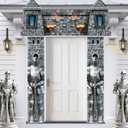 3PCS Medieval Entryway Castle Door Banner Medieval Party Decoration Armor Castle Decor Backdrop Knight Porch for Medieval-themed Birthday Party Favors Supplies