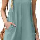 Lepunuo Rompers for Women Summer Boho Loose Fit Sleeveless Short Jumpsuits Overalls Vacation Outfits, 2XL