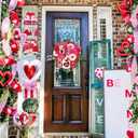 Sophena 2 Pcs Valentines Day Decoration Heart Wood Door Wall Signs with Ropes DIY, Wood Wreath Front Door Sign Hanging Crafts for Farmhouse Party Supply