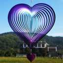 DJUAN Wind Spinner Purple-Green Gradient Love Heart 3D Metal Hanging Wind Spinners Worth Gift Stainless Steel Yard Art Decorations Indoor/Outdoor Kinetic Wind Sculptures & Spinners