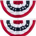 2PCS American Pleated Fan Flag, 3 x 6 Feet USA Patriotic Half Fan Bunting Flag Indoor Outdoor Decoration for 4th of July, Memorial Day and Veterans Day (Blue)