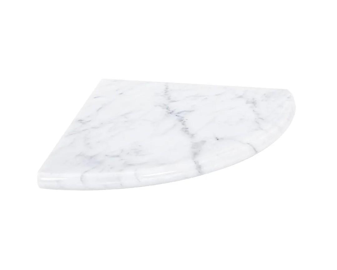9 Inch Carrara White Marble Corner Shower Shelf, Polished Wall Mounted Stone Corner Shelf for Bathroom