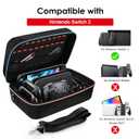 ivoler Carrying Storage All in One Case for Nintendo Switch 2 (2025),Portable Travel All Protective Hard Messenger Bag Soft Lining 20 Games for Switch 2 Console Pro Controller Accessories Black