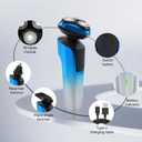 Electric Razor for Men, Rechargeable Waterproof Men Electric Shaver, Wet & Dry Shaving with Cordless Beard, Nose Hair Trimmer, 1 Hour Fast Charging (Blue)