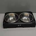 COMESOON Elevated Dog Bowls for Small Medium Dogs, 3 Height Adjustable Raised Stand with 2 Thick 6" Stainless Steel Food Bowls, Non-Slip Feeder Adjusts to 2.75", 6", 7.5", Black