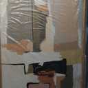 Abstract Neutral Brushstroke Framed Canvas Wall Art Set, Minimalist Beige Toned Color Blend Wall Decor, Modern Color Block Geometric Artwork for Living Room, Bedroom- 20 x40"