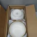 LOVECASA 12 Pieces Plates and Bowls Sets, Porcelain White and Gold Dinnerware Sets, Round Dinner Plates Dishes Set Service for 4, Dishwasher Safe and Scratch Resistant, White
