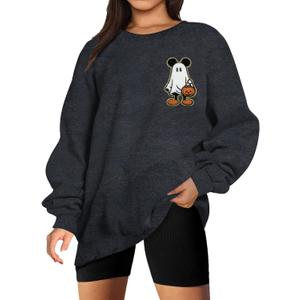 BANGELY Halloween Sweatshirt Women Oversized Cute Spooky Ghost Graphic Shirt Halloween Sweater Fall Long Sleeve Pullover Top (Black, XL)
