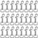 Therwen 24 Pcs Swivel Snap Hooks - Heavy Duty Stainless Steel Bolt Snap for Dog Leash, Keychain, Camera Strap, Multipurpose 2.76 Inch (Delicate Silvery,70mm)