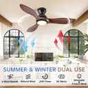 Ceversa 42 Inch Low Profile Ceiling Fans with Lights and Remote, Flush Mount 3 Blade Wood Ceiling Fan,Dimmable,Quiet Noiseless for Patios,Living Room,Bedroom(Wall Control Switch)