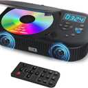 CD Player Portable,MONODEAL Dual Stereo Speakers Portable CD Player with Bluetooth Speakers, 4000mAh Rechargeable Player for Car/Home with Remote Control, Support USB/AUX,Headphone Jack (Black)