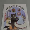 APJYM Wash Your Little Paws Funny Black Cat Wall Art for Kids Bathroom Decor, Cute Cat Kitten Print Poster Wall Decor for Bathroom Toilet Washroom, 11x14 Inch Framed