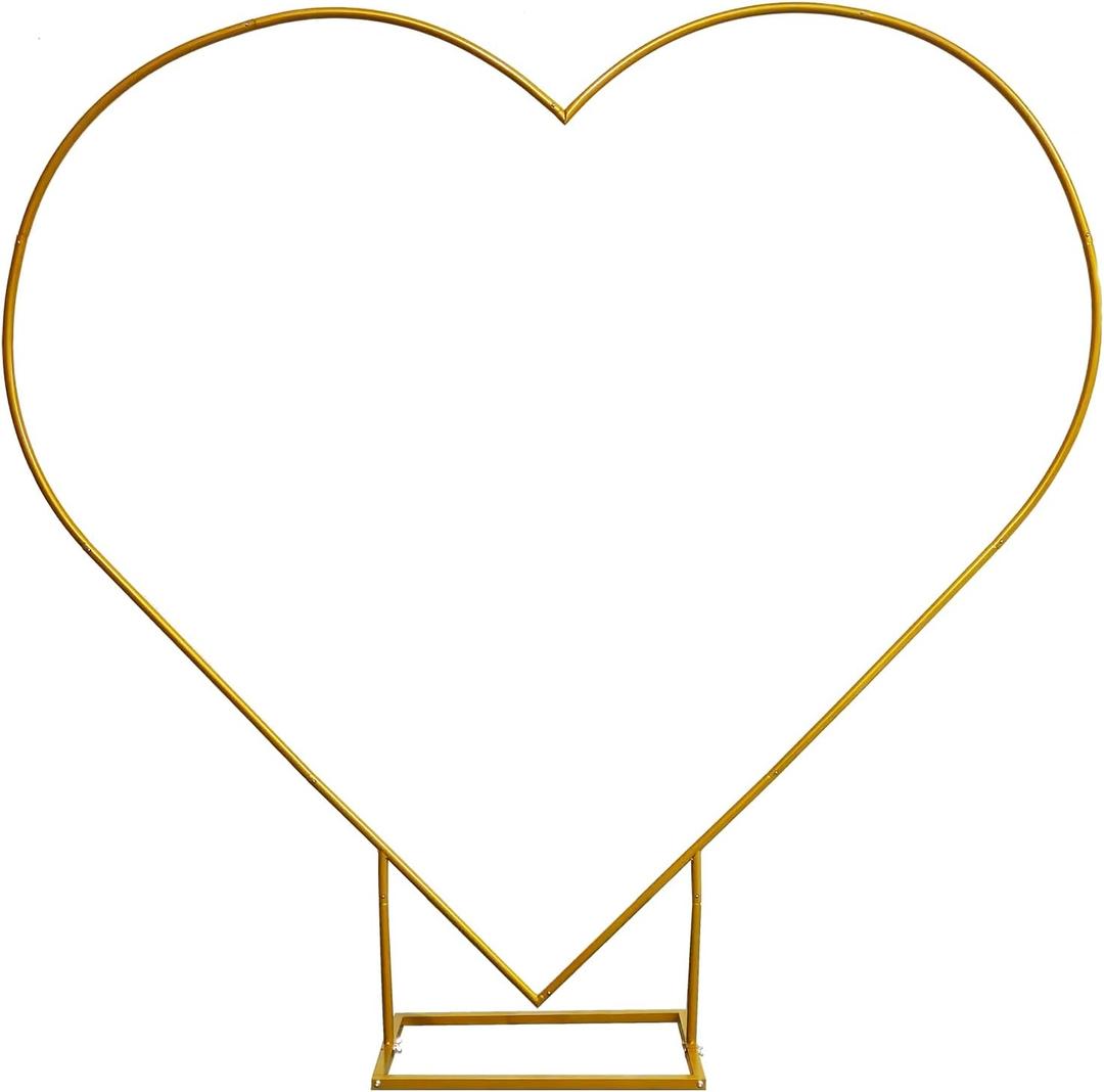 7.2ft Heart-Shaped Metal Balloon Arch Kit for Weddings Valentine's Day Proposals Engagements & Birthdays, Elegant Heart Arch Stand with Base for Ceremony Backdrops & Party DecorationsGold, 10 inches x 86.4 inches x 86.4 inches