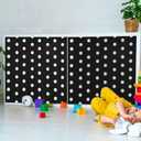 6 Pcs 6 Pcs Classroom Cabinet Curtains for Shelves 24.02 x 24.61 Inches Self Adhesive Curtains for School Kindergarten Daycare Primary School Classroom Playroom (Black White Polka Dots)