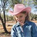 AQOKKA Kids Cowboy Hat Western Toddler Cowgirl Hat Baby Cowboy Wide Brim Felt Fedora Hat with Buckle Belt for Boys Girls