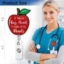 XQLZY It Takes A Big Heart Cute Red Glitter Badge Reel Retractable with Alligator Clips, Funny Apple ID Card Badge Holder Gifts for Teachers Tutor, Professor, Educators, Back to School Gift
