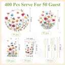 400 Pcs Wild Floral Disposable Paper Plates Napkins Cups Serve 50 Watercolor Floral Tableware Set for Spring Wedding Tea Party Decoration Bridal Shower Baby Shower(Cute Color,Novel Style)
