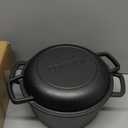 Cast Iron Dutch Oven Pot with Skillet Lid  Pre-Seasoned  Skillet Lid Cooking Pan PFAS-Free Umite Chef Cast Iron Skillet Cookware for Bread, Frying, Baking  Dual Handles  Oven, Grill, Campfire & Stovetop Safe  Durable & Non-Toxic, 5QT