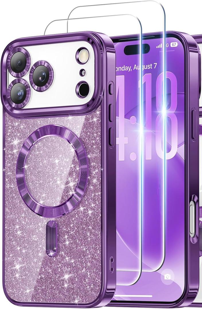 Meifigno Designed for iPhone 17 Pro Max Case 6.9", Compatible with MagSafe, Surround Raised Lens Protection for 17 ProMax Case, Deep Purple
