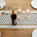 Table Runner Linear End, Boho Style with Tassels, Cotton & Linen, Farmhouse Home Decor for Living Room Dresser Scarfs (12x60Inch, Black & Beige)