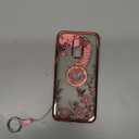 Phone Case with Ring Stand Strap Lanyard Cute Girls Women Soft Silicone Shockproof Protection Cover - Rose Butterfly ﻿