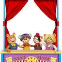 Wooden Puppet Theater, Puppet Theater with Curtains for Tabletop Drama Performance, Role-Playing,Great for Shows, Events, Education and Pretend Play, Portable