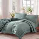 Monbix Oversized King Size Comforter Set - 7 Pieces Sage Green Bed in a Bag Oversized King Bedding Sets with Comforters, All Seasons Comforter Bed Set with Sheets, Pillowcases & Shams