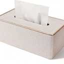 Tissue Box Cover, PU Leather Tissue Box Holder, Rectangular Tissue Box Covers for Kleenex, Napkin, Rectangle Tissue Holder for Bathroom Home Office 9.84"X5.23"X3.77" Beige