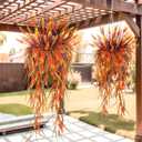 Artificial Hanging Flowers for Outdoors, Realistic UV Resistant Fake 6Pcs Fall Outdoor Flowers with 4Pcs Faux Lavender Hanging Plants for Porch Patio Planter Garden Outside Yard (Orange)