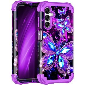 Miqala for Galaxy A15 5G Case,Glow in The Dark Three Layer Heavy Duty Shockproof Full Protection Hard Plastic Bumper+Soft Silicone Protective Case for Samsung Galaxy A15 5G 6.5 inch,Dark