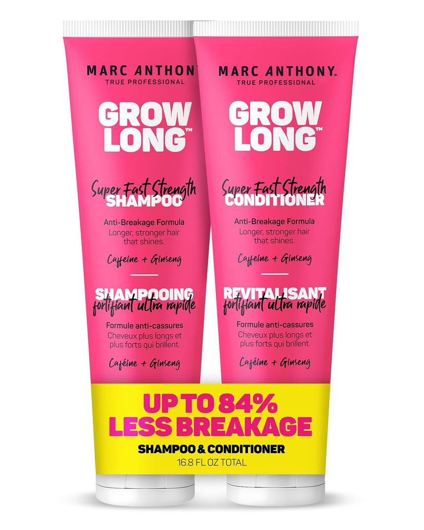 Marc Anthony Shampoo and Conditioner Set, Grow Long Biotin - Anti-Frizz Deep Conditioner For Split Ends & Breakage - Vitamin E, Caffeine & Ginseng for Curly, Dry & Damaged Hair (8.4 Fl Oz (Pack of 2))