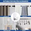 2 x 5/8" No Drill Curtain Rod Brackets for Poles Upgrade Adhesive Renter Friendly Nail Free Curtain Rod Hooks No Drilling Curtain Rod Holders Self Adhesive Curtain Rod Hooks Up to 25 lb (2Pcs White)