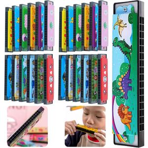 24 Pcs Kids Harmonicas Bulk - Birthday Party Favors Return Gifts for Kids 4-8 8-12 Year Old Boys Girls | Goodie Bags Stuffers for Toddlers, Music Toys & Gift Bag Fillers