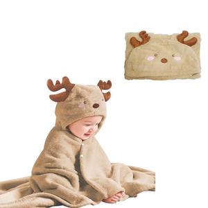 IFaryMes Toddler Bath Towel Baby Towels with Hood 27.5"X55" Ultra Absorbent Soft Bathrobe Blanket Kids Shower Towel for Girls and Boys(Beige Deer)