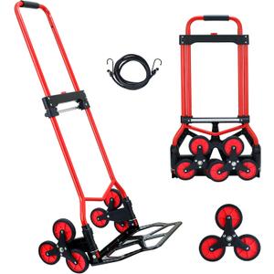 Stair Climbing Hand Truck Dolly 200 LB Capacity,Stair Climber Hand Truck Foldable with Scalable Handle,Stair Climbing Dolly Cart for Stairs,Moving,Shopping(Red)