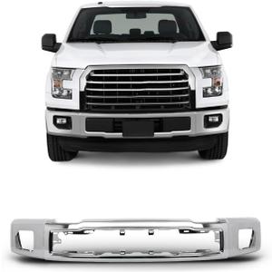 SCITOO Front Bumper Face Bar fit for Ford F-150 2015-2017 Chrome Steel Bumper Comes without Parking Sensor HolesWith Fog Light Holes