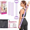 6 Gear Adjustable Resistance Bands, Fitness Resistance Bands Exercise Bands with Comfort Grips, Unisex, for Arms, Chest Extender, Home Workout, Fitness, Pilates (Purple)