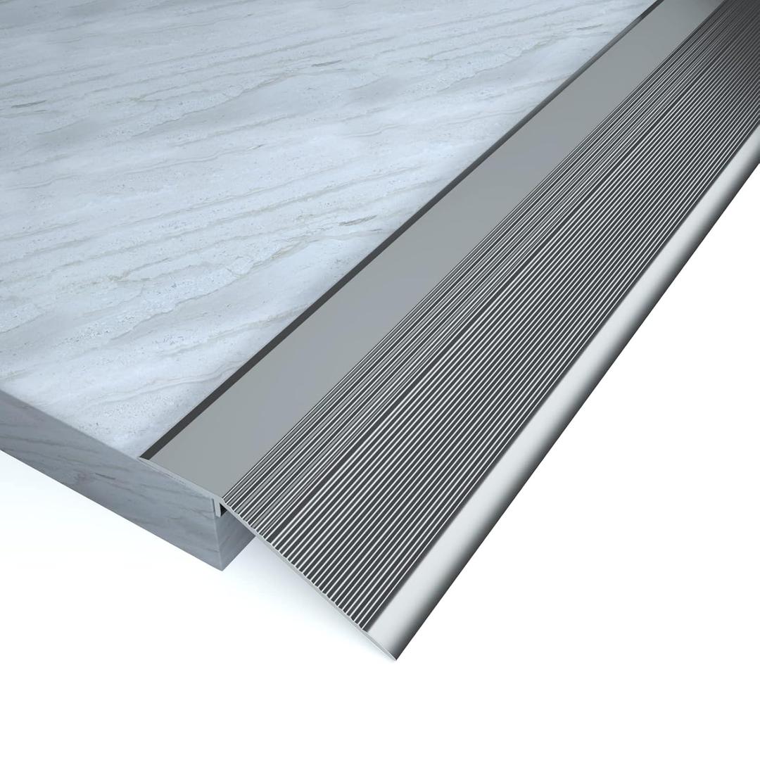 NeatiEase Threshold Ramps for Doorways, 48" Metal Floor Transition Strip Replacement, Aluminum Floor Reducer Molding for Carpet/Entry Door/Tile/Threshold/Wheelchair (Gray) (4in x 4ft)