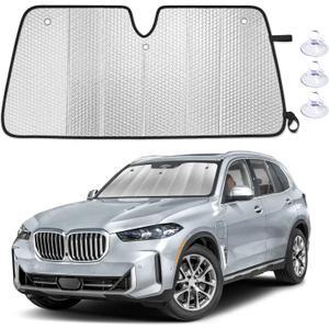 EcoNour Foldable Sun Shade Fit for BMW X5 2019-2024 2025 2026 | Accordion Windshield Sun Shade, Front Car Window Shades Sun Visor, Blocks UV Rays & Heat, Car Accessories