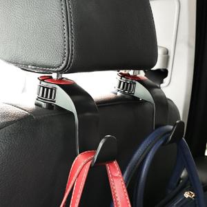 Amooca Car Seat Hooks with Adjustable Hasp Headrest Storage Hanger Universal Fit Automotive Organizer for Purse Bag Coat 4 Pack Black Red