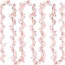 Sggvecsy Cherry Blossom Garland Artificial Cherry Flower Vines 4 Pack Hanging Silk Flowers Garland for Home Wedding Garden Party Arch Office Decor (Pink)