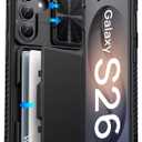 ATATOO for Samsung Galaxy S26 Case Wallet, Built-in Card Holder (3-5 Cards) [RFID Blocking] & Slide Camera Cover, Military Grade Protection, Rugged Protective Phone Cover Case for Galaxy S26, Black