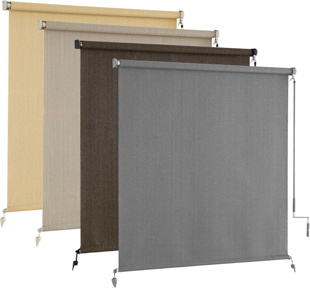 AOSKY Outdoor Roller Shades, Cordless Patio Shades Roll Up Outdoor Blinds, Roller Blinds Cloth for Porch Pergola Balcony Backyard Windows, 36" W x 72" H, Grey