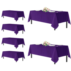 sancua Rectangle Tablecloths for 8 Foot Tables, 6 Pack  Washable Polyester Fabric Table Cloth for Halloween Party Wedding Birthday Banquet Reception, 60x120 Inch, Purple