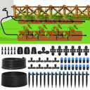 MIXC 230FT Quick-Connect Drip Irrigation System Kit, Automatic Garden Watering System with 1/4" & 1/2" Fast-Lock Tubing - Adjustable Nozzles & Sprinklers for Garden, Greenhouse, Lawn, Potted Plants, 33ft Main Tube+197ft 1/4'' Tube