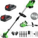 Cordless Weed Wacker,Electric Weed Eater,2 Batteries,Grass Trimmer Cordless,Lightweight and Foldable Design,Weed Erimmer Green GCJ