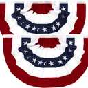 Flaglink 3x6Ft American Pleated Fan Flag Width Approx 180cm - US Patriotic Half Fan Bunting Flag 2 Pack