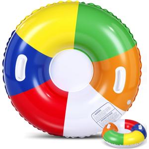 Soulchen 1 Pack Inflatable Snow Tube 36" Snow Sled for Kids Heavy Duty Thickened Bottom Sled for Winter with Sturdy Handles Durable Winter Toys for Outdoor Sledding Tube (Multicolor)