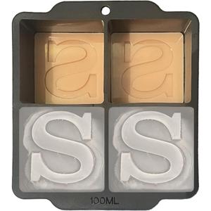 Monogrammed Ice Cubes Mold with Lid, 2 inch Whiskey Ice Cube Tray, Personalized Initials Silicone Cocktail Ice Cube Mold, Wedding Monogram, Thank You Gift, Gifts for Dad (Letter S)