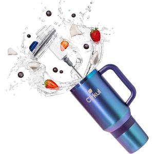 Cirkul 40oz. Chameleon Stainless Steel Tumbler with Handle, All-Day StrawSip, Double-Wall Insulated